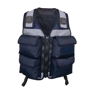 Gilet de sécurité haute visibilité ANSI Classe 3 pour géomètres, en polyester et maille sergé, avec fermeture à boutons-pression, poche frontale et œillets. - Product Image 1