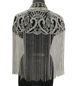 Free size unisex sequins beaded embellished handmade heavy work designer vintage party poncho <b>top</b> very beautiful very stunning - Product Image 3