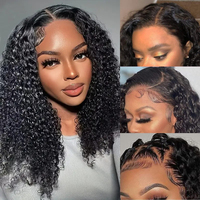 Perruque Bouclée Crépu Doublement Tirée 300 Densité, avec Closure 4x4 Pré-Épilée, Perruque Frontale Complète 13x4 Cheveux Humains pour Femme