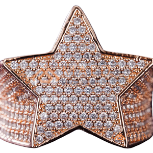 Anillo de Estrella con Diamantes Moissanite en Tono Oro Rosa para Hombre, Joyería Hip Hop, Estilo Moderno - Product Image 5