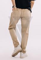 Celana Jeans Pria Model Straight High Street Desain Patchwork 100% Katun Khaki, Kancing Resleting, Potongan Tapered, Distressed, dan Softener