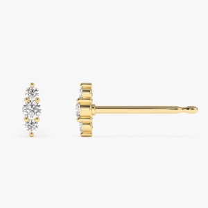 Pendientes de Oro de 14K con Tres Diamantes, 0.18 CTW, Corte Redondo, Diamantes Naturales con Claridad SI, Tres Puntas, Joyería de Oro Blanco, Amarillo y Rosa - Product Image 2