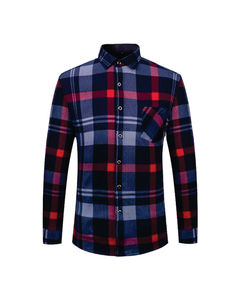 Camisa de Franela a Cuadros para Hombre, Manga Larga, Cuello Clásico, 100% Algodón, para Otoño, ODM, 180g - Product Image 1