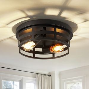 2-Pack Farmhouse Black Flush Mount Ceiling <b>Light</b> Fixture 40W for Hallway <b>Hall</b> Kitchen Office - Product Image 6