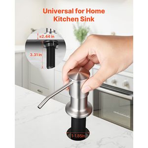 Dispensador de Jabón para Fregadero de Cocina de Acero Inoxidable con Kit de Tubo de Extensión de 47 Pulgadas, Jabonera Integrada para Encimera - Product Image 3