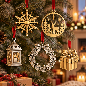Personalized Engraved Metal Christmas <b>Ornament</b> Custom Logo Keepsake Tree Hanging Gift OEM - Product Image 1