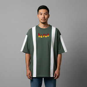 OEM Custom Logo Oversized 100% Cotton <b>Patchwork</b> Eco-Friendly Breathable T-<b>shirt</b> Men Loose Fit Custom Printed Hip Hop men's Tees - Product Image 4