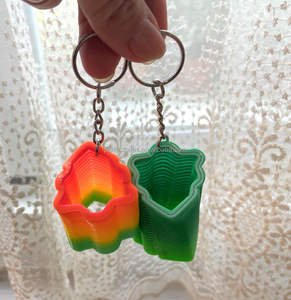 Mini porte-clés à ressort amusant anti-stress pour enfants et adultes motif d'arbre imprimé UV en métal - Product Image 2