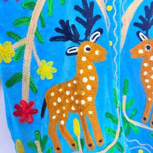 Boho Turquoise <b>Velvet</b> Suzani <b>Jacket</b> <b>Women</b> Deer Embroidery Floral Tree Life Ethnic Folk Art Handmade Cotton ODM Wholesale - Product Image 5