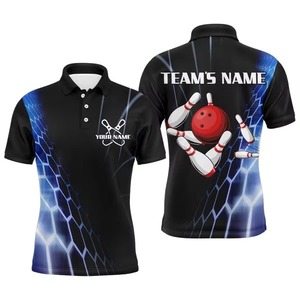 Custom <b>Bowling</b> Polo Shirt Men Short Sleeve Sublimation Print Gradient Color Strike Flame Design Team Wear Plus Size Knitted - Product Image 4