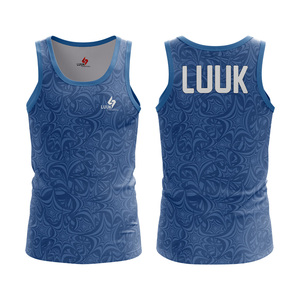 Custom Sublimated Tank Top for Men Quick Dry Gym Training Vest Moisture Wicking Fitness <b>Running</b> Sports <b>Singlet</b> OEM - Product Image 3