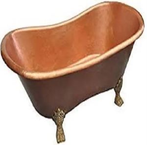 Baignoire autoportante en cuivre finition blanc, intérieur blanc, ovale, en métal, baignoire de trempage classique, spa pour salle de bain - Product Image 3