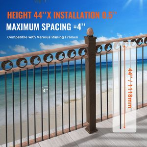 Set di 11 Balaustre Quadrate in Lega di Alluminio per Scale, 44FT X 0.5FT, Pali Decorativi per Ringhiere di Terrazze - Product Image 3