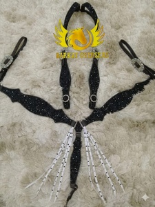 Custom Turquoise Rhinestones Crystal Bling Genuine Leather Horse Tack Set Lightweight Seasonal for comfy Horse riding Equipment - Product Image 4