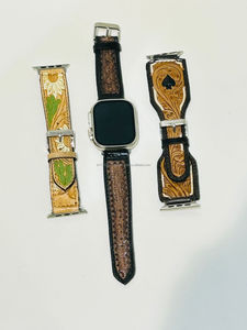 Nouvel arrivage de bracelet de montre en cuir véritable fait à la main, design personnalisé, floral, peint, boho, western, remplacement - Product Image 5