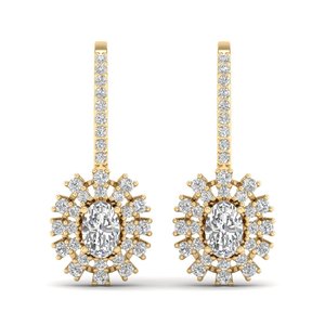 REYES Customized 14K Solid Gold GRA Certified Moissanite Dangle Drop <b>Huggie</b> Earrings For Women Luxury Wedding Wear Fine Jewelry - Product Image 2