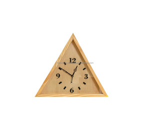 Horloge murale triangulaire en bois de style Art déco moderne, faite à la main, de luxe, pour la décoration de mariage, de maison, de bureau ou de salon - Product Image 1