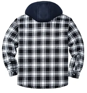 Unisex Canvas Wind Breaker <b>Jacket</b> with Removable Hood Plaid Winter Thick Hoodie Stand Collar Streetwear - Product Image 1