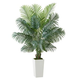 Palma Areca Artificiale Bianca Alta 1,8 m con Vaso, Piante Tropicali Finte Grandi in Seta per Decorazioni Interne - Product Image 1