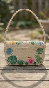 Sac à main perlé Flamant rose tropical et toucan - Crème, rose, vert, jaune - Sac à bandoulière jungle - Sac à main exotique motif floral paradisiaque - Product Image 2