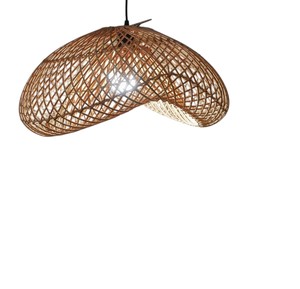 Lustre suspendu artisanal en bambou tressé à bords ondulés, style bohème, pour salon, vente en gros - Product Image 1