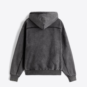 Sudadera con Capucha para Hombre, Corte Regular, Transpirable, de 300 g/m², Gruesa, 100% Algodón, Felpa, Lavado Ácido Vintage, con Logotipo Personalizado - Product Image 4