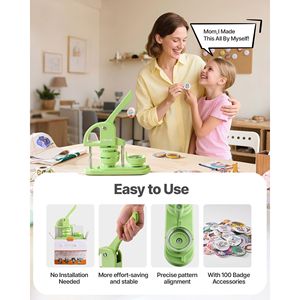 Macchina Ergonomica per la Creazione di Badge con 100 Pezzi di Componenti in Plastica Rinforzata, Taglierina Circolare da 2.28 Pollici, Chiavi Esagonali, Categoria Badge - Product Image 5