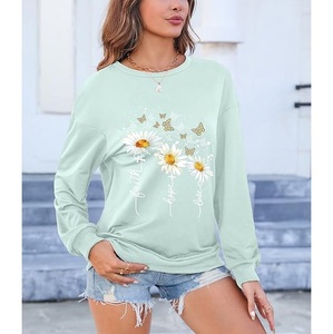 Nouveau design de luxe, sweat-shirt en coton pour femme à manches longues, col et épaules tombantes, imprimé, confortable, décontracté, hiver, imprimé personnalisé - Product Image 4
