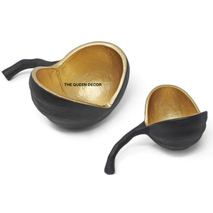 Ensemble de 2 bols en aluminium plaqué or de luxe, forme cachemire, avec base texturée, caractéristique durable - Product Image 2
