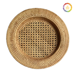 Plato de Servir Desechable de Ratán Tejido, Diseño Vintage, Pintado a Mano, Ecológico, para Bodas, Fiestas, Hoteles y Restaurantes - Product Image 2