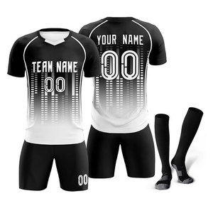 ชุดฟุตบอลสีดำชมพูแบบใหม่พร้อมโลโก้ทีมแบบกำหนดเอง ชุดฟุตบอลซับลิเมชั่นสำหรับผู้ชาย ปรับแต่งได้เต็มรูปแบบ ระบายอากาศได้ดี - Product Image 5