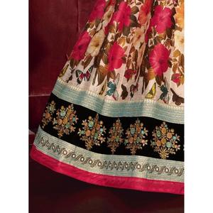 Lehenga choli ชุดต้อนรับผ้าไหม banglori พิมพ์ลายดอกไม้หลายสี - Product Image 2