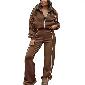 Conjunto Deportivo de Invierno para Mujer, Diseño Personalizado, con Capucha, de Algodón Orgánico Transpirable, 2 Piezas, de Alta Calidad, Informal, para Yoga y Ejercicio - Product Image 1