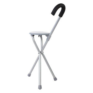 Bastón con Asiento Plegable, Mango de Aluminio Plateado, Soporte de Agarre, Asiento de Cuero Duradero de Acero Inoxidable, Bastón Plegable - Product Image 2