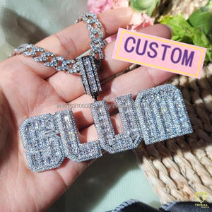 สร้อยคอจี้เพชร "สลัม" สำหรับผู้ชายผู้หญิงทำจากลิงก์คิวบา - Product Image 3