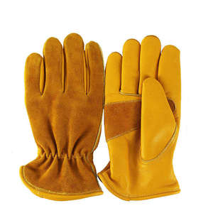 Custom Logo Cowhide Goat Skin Leather Driver Gloves Impact Labour Anti-Vibrate Safety Protective - Product Image 1