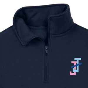 Sudadera Casual Ligera de Manga Larga con Cuello Alto y Cierre de Cremallera de un Cuarto, con Logotipo Bordado Azul Marino para Hombre, Ideal para Uso Diario - Product Image 2
