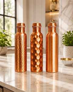 Botellas de Agua de Cobre con Diseño Martillado, Portátiles y Reutilizables para Comer y Uso en Exteriores - Product Image 2