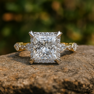 Bague solitaire en or 14 carats, pierre latérale marquise taillée princesse VS amélioration de la clarté Moissanite diamant IGI pour la fête - Product Image 4