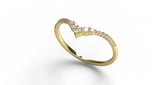 Luxury 18K Gold <b>Solid</b> Curved Ring Wedding Band Graduating Round Diamonds Stacking Ring Band For Women Fine Jewelry - Product Image 2