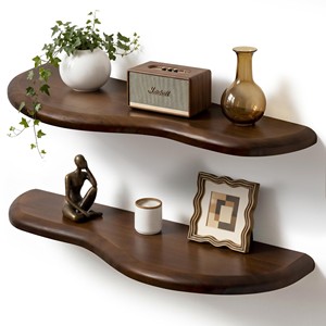 Walnut Wood with Cast Concrete wooden <b>wall</b> <b>shelves</b> and <b>floating</b> <b>shelves</b> OEM Custom Wholesale | Aqdus Saleem India - Product Image 5