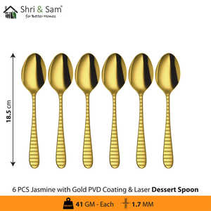 Jasmine Laser 7 <b>Cutlery</b> Stainless Steel Utensils with <b>Gold</b> PVD Coating - Product Image 6