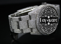 Montre pour homme de luxe personnalisée en acier inoxydable entièrement pavée de diamants Moissanite VVS