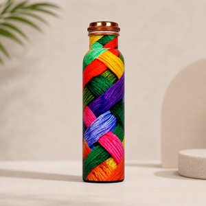 Bouteille d'eau en cuivre Holistic Drinkware avec motif géométrique, portable, pour les voyages, design moderne - Product Image 6