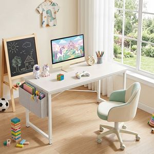 Scrivania da Gaming con Borsa Portaoggetti e Gancio, Telaio in Metallo Impermeabile, Tavolo da Studio Moderno e Semplice, 63 Pollici - Product Image 5