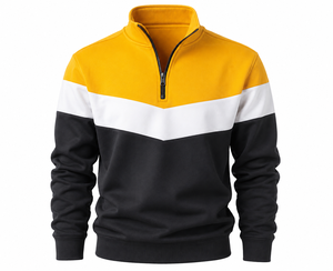 Nouveau Sweat-shirt Homme Color Block à Col Montant et Fermeture Éclair, Coupe Droite, Tricoté Décontracté pour l'Automne, avec Service OEM - Product Image 1