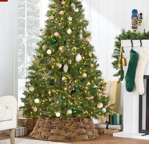 Dark Brown Water Hyacinth Christmas Tree Collar Detachable <b>Chunky</b> Woven Xmas Tree Base <b>Ring</b> Cover For Holiday Decor - Product Image 3