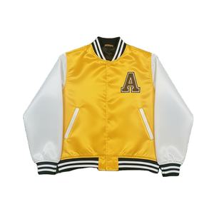 แจ็คเก็ตบอมเบอร์ผ้าซาตินลำลอง แจ็คเก็ตวาร์ซิตี้ผ้าซาตินแบบสั่งทำ แจ็คเก็ตเบสบอลปักอักษร แจ็คเก็ตเลตเตอร์แมนแบบยูนิเซ็กซ์ - Product Image 1
