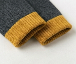 Chaussettes ras du cou pour femme, gris foncé, jaune moutarde, tricotées, respirantes, pour usage quotidien, automne, longueur standard, couleur unie - Product Image 5