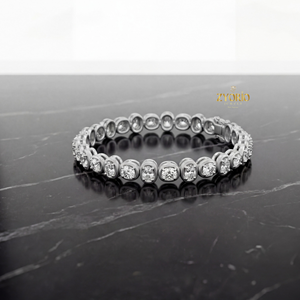 Pulsera de tenis de plata de ley 925 con diamantes cultivados en laboratorio de talla brillante engastados en bisel, de lujo, clásica, hecha en India, ligera, regalo para mujer - Product Image 4